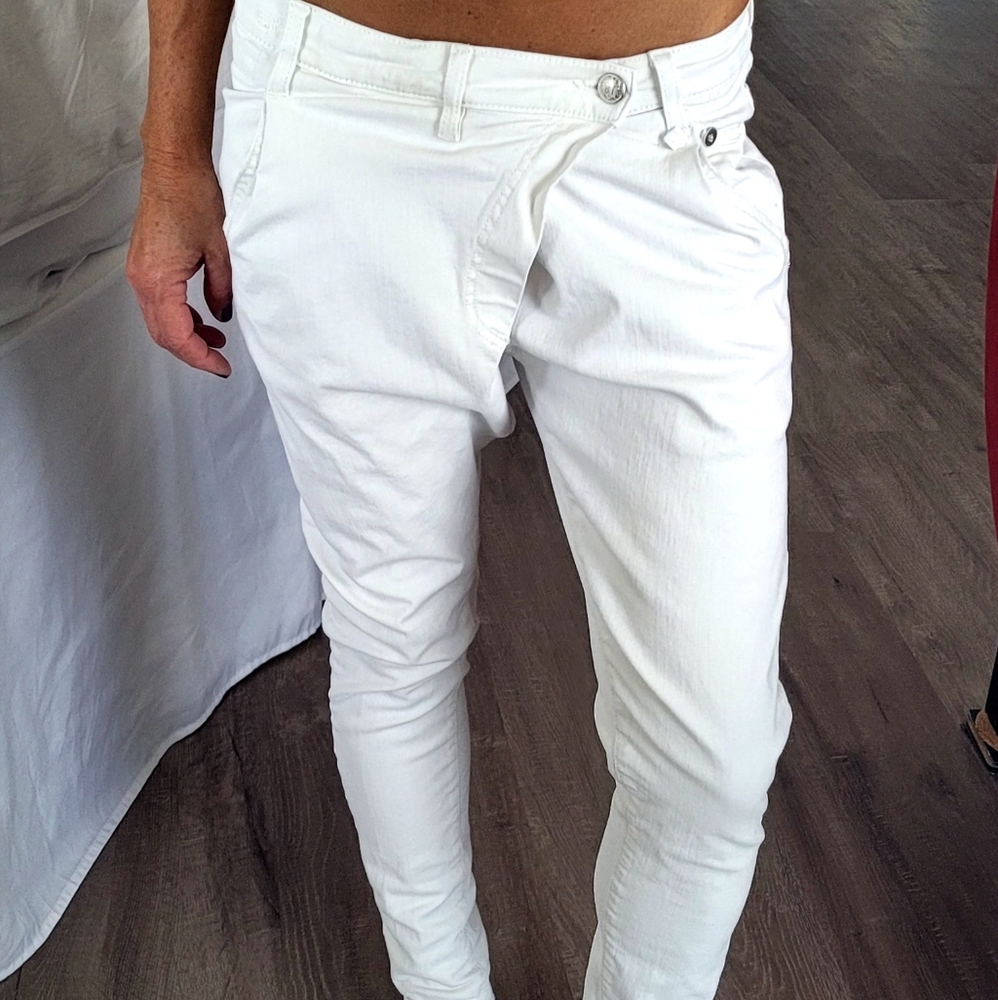 R13 White Riot X-Over Jeans